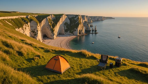 Explorez les Falaises d'Étretat : Randonnée Inoubliable et Vues Époustouflantes depuis le Camping Valhalla